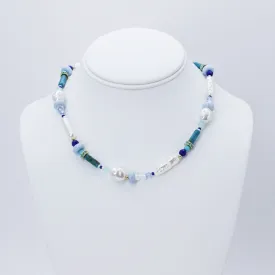 Aqua Bead and Bloom Necklace N61