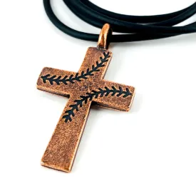 Baseball Stitch Cross Necklace Copper Finish