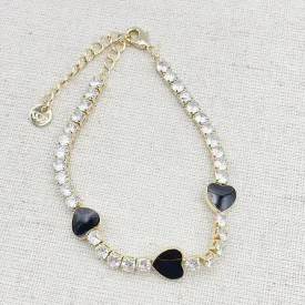 Black Heart Crystal Bracelet O35