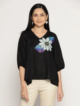 Black Rayon Top - BlossomChic