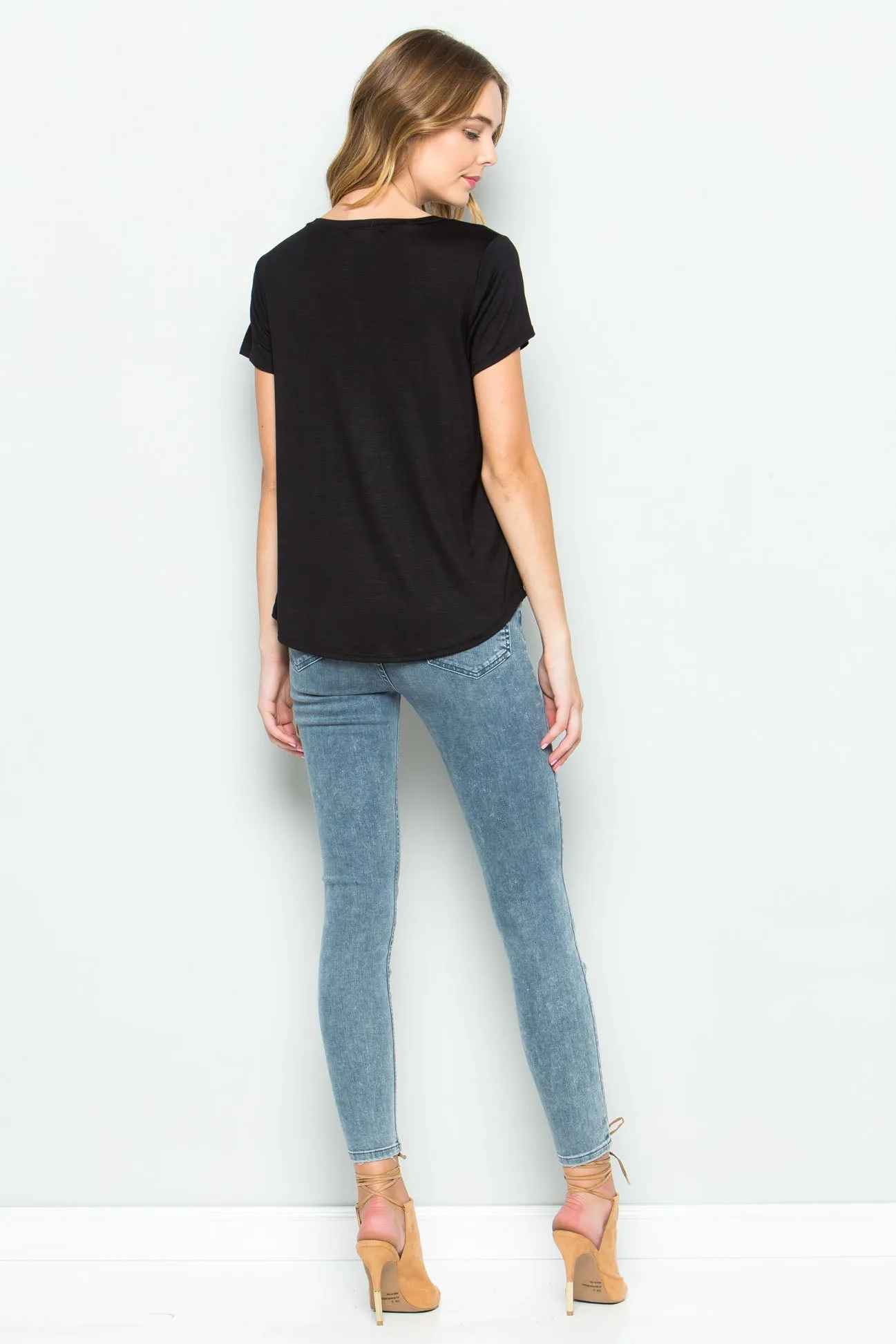 Black V Neck Pocket Tee