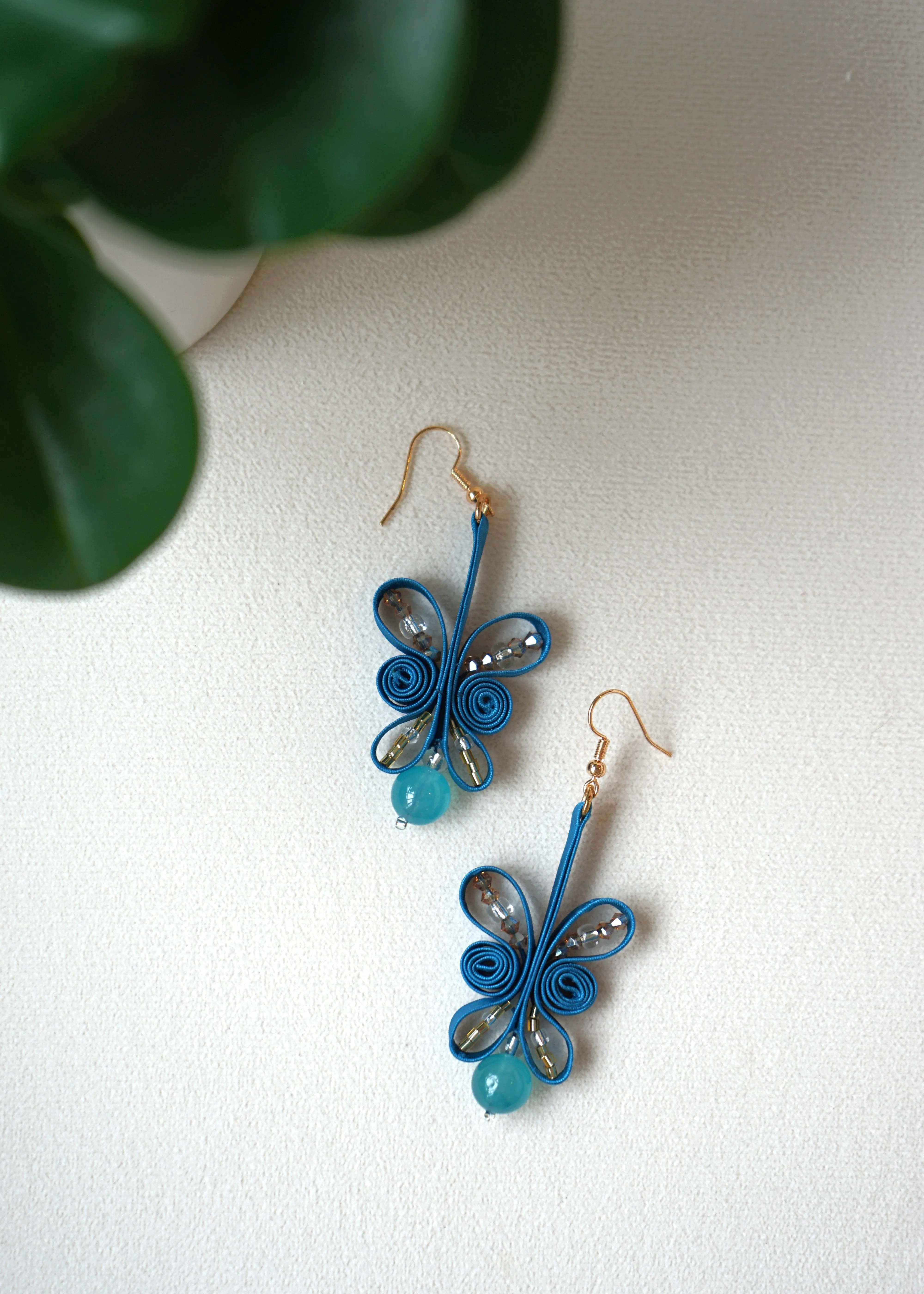 Butterfly Pankou Earrings (Teal)