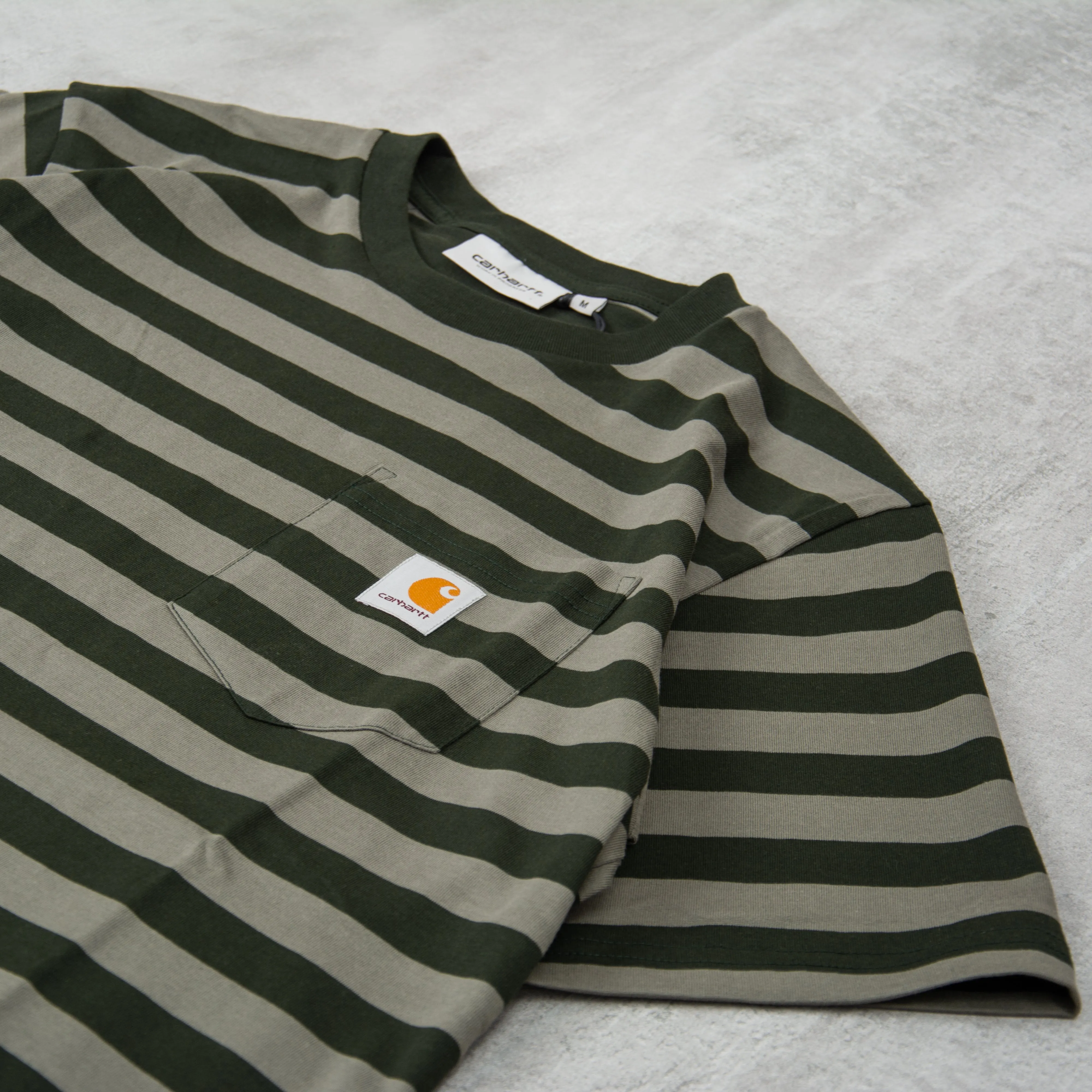 Carhartt WIP Merrick S/S Striped Pocket Tee - Dark Cedar / Thyme