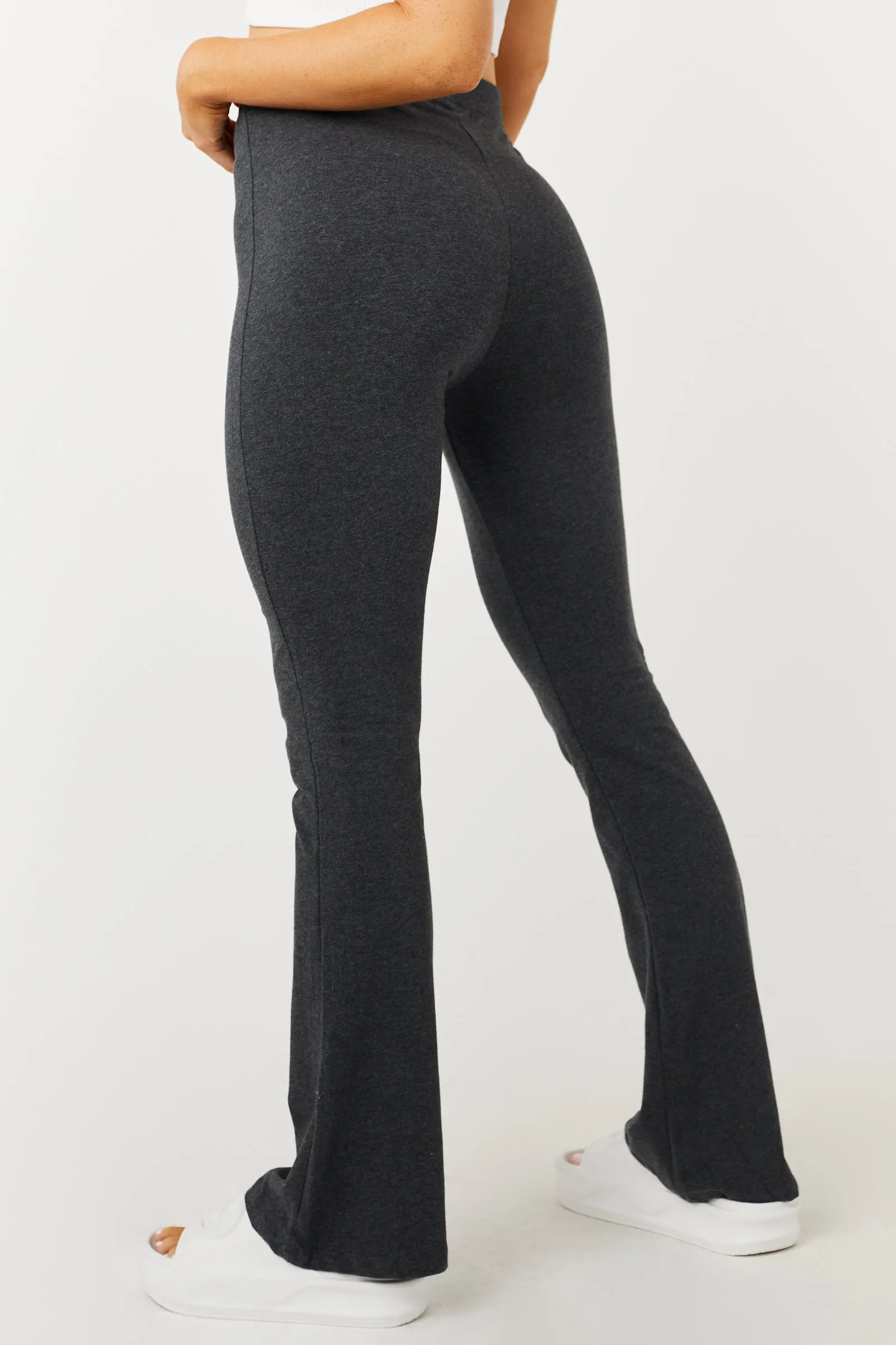 Charcoal Cotton Flare Yoga Pants