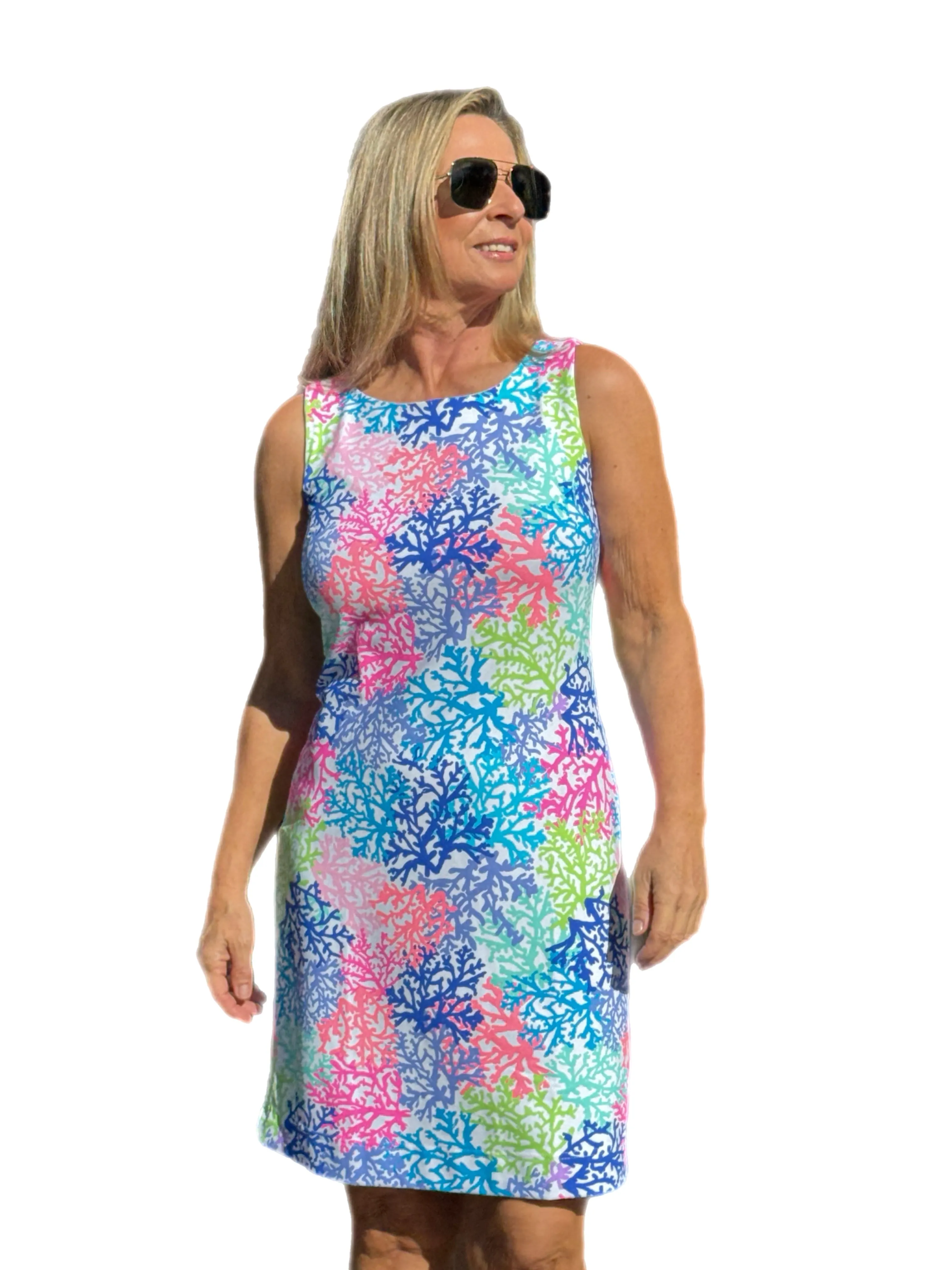 Classic Shift Dress with UPF50  Bright Corals