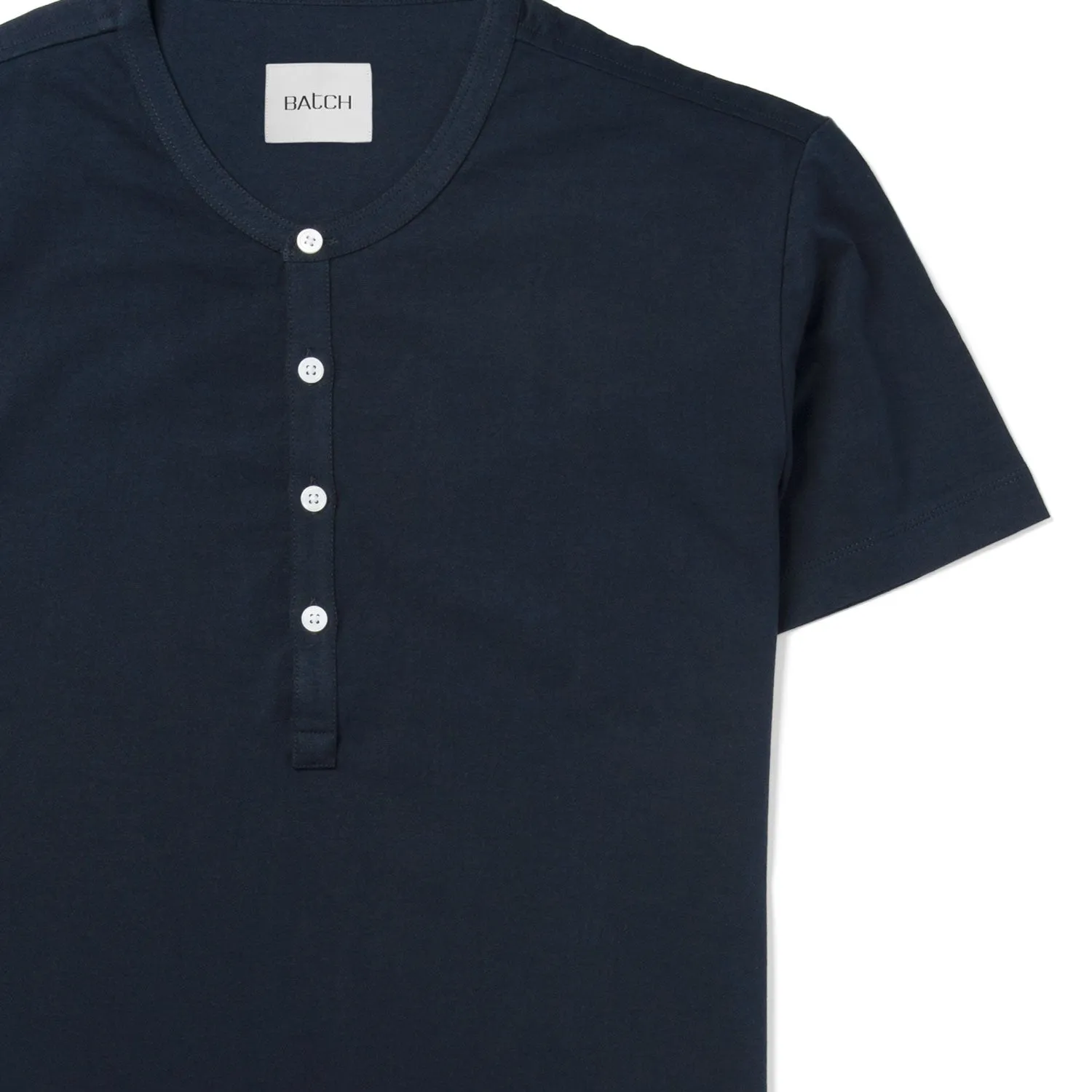 Essential WB Short Sleeve Henley Shirt –  Navy Cotton Jersey