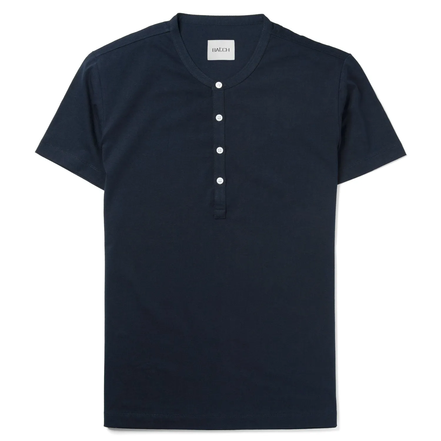 Essential WB Short Sleeve Henley Shirt –  Navy Cotton Jersey