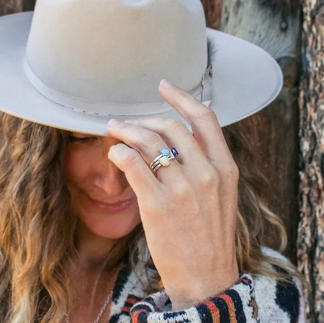 Hiouchi Sterling Silver Stone Stacker Ring | Labradorite