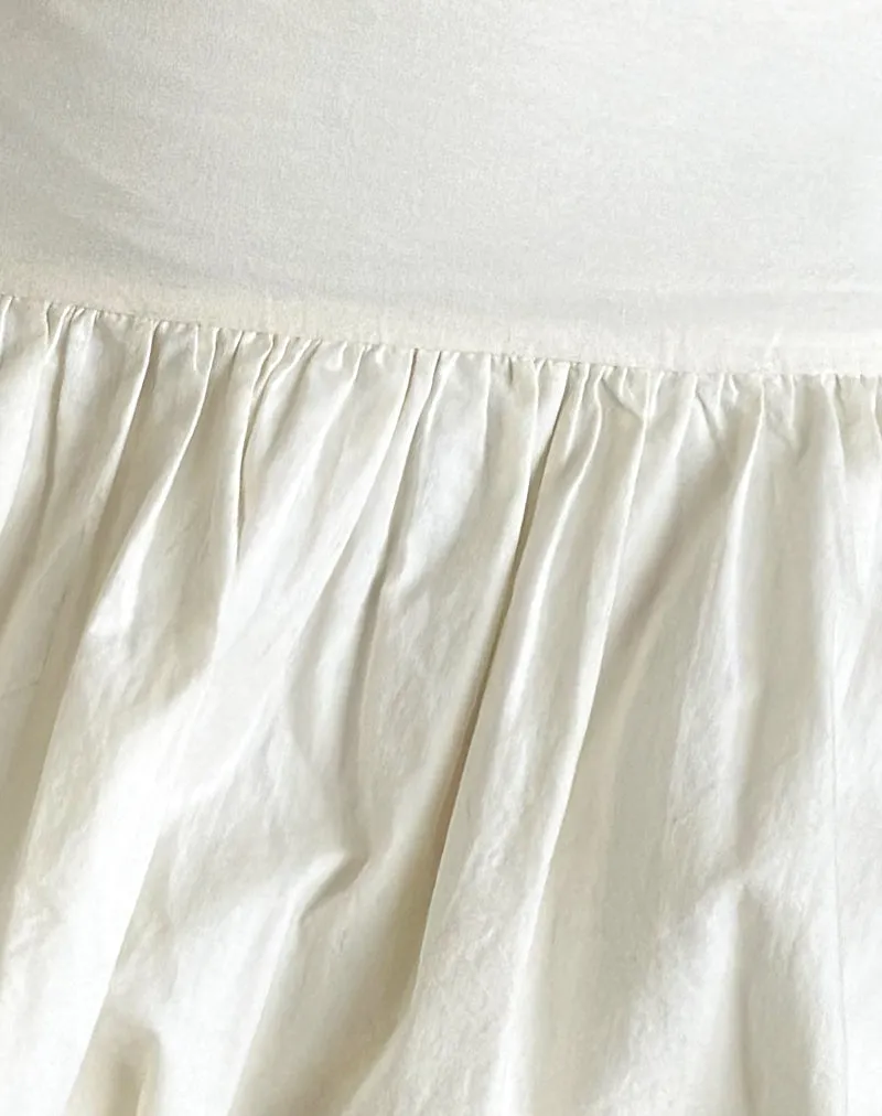 Kiyowo Puffball Mini Skirt in Poplin Ivory