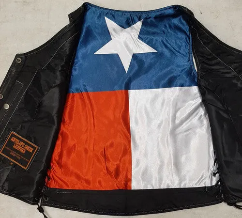 Ladies Leather Vest with Texas Flag Lining 6890.TXS WV