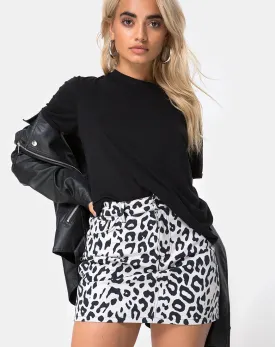 Mini Broomy Skirt in Mono Animal Grey and White