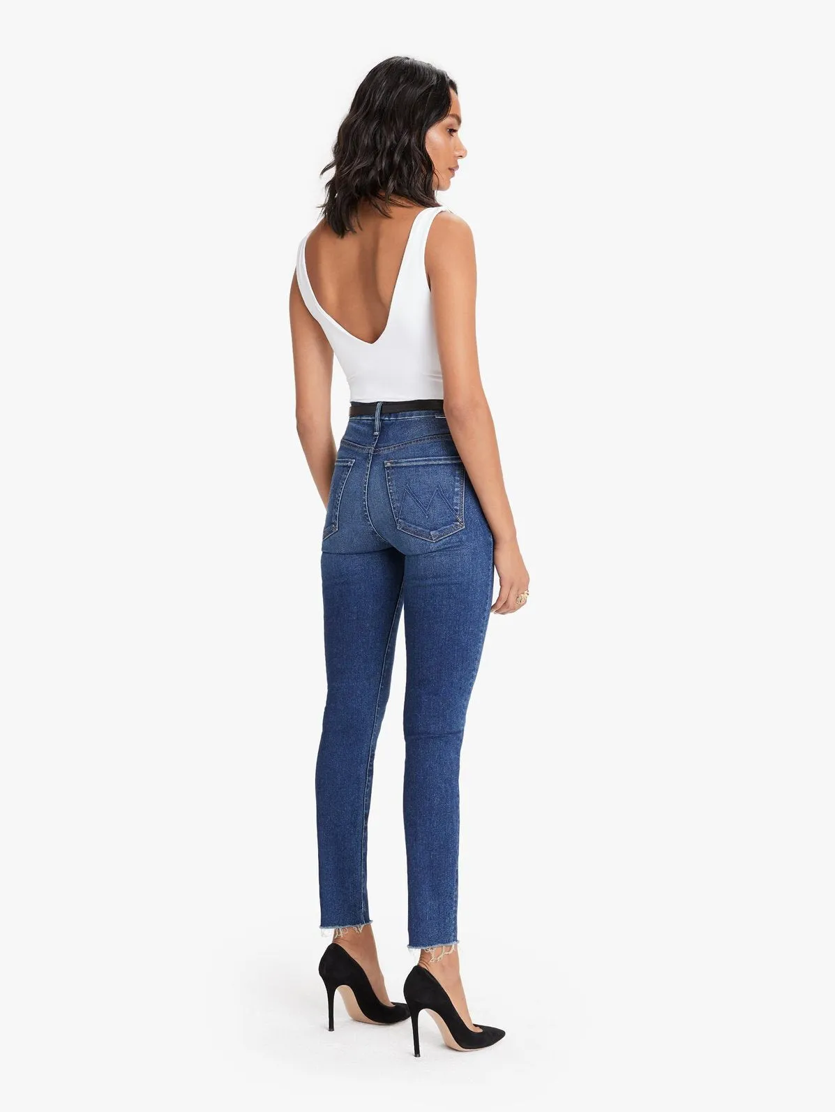 Mother Denim- High Waisted Looker Ankle Fray Jeans in Night Clubbing