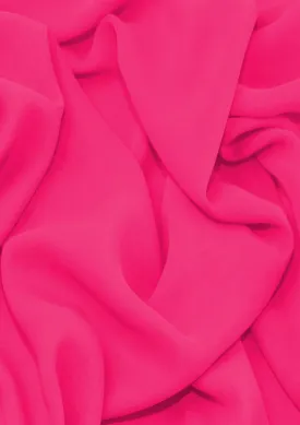 Premium Crepe Chiffon Fabric Shocking Pink Plain Dyed 44/45" Decoration,Craft & Dress