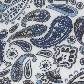 Printed Solid White Fabric with Blue and Brown Paisley Classic Custom Shirt