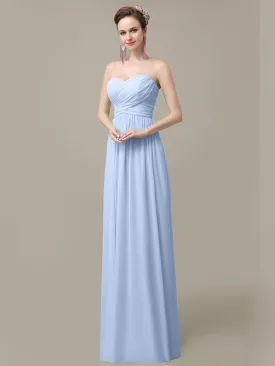 Simple A-line Chiffon Sweetheart Floor-Length Long Bridesmaid Dresses.