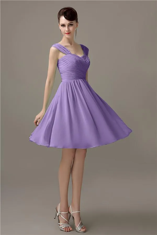 Simple A-line Knee-Length Chiffon Half-Back Bridesmaid Dresses