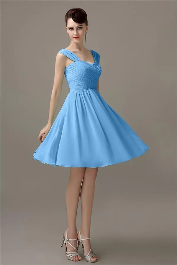 Simple A-line Knee-Length Chiffon Half-Back Bridesmaid Dresses