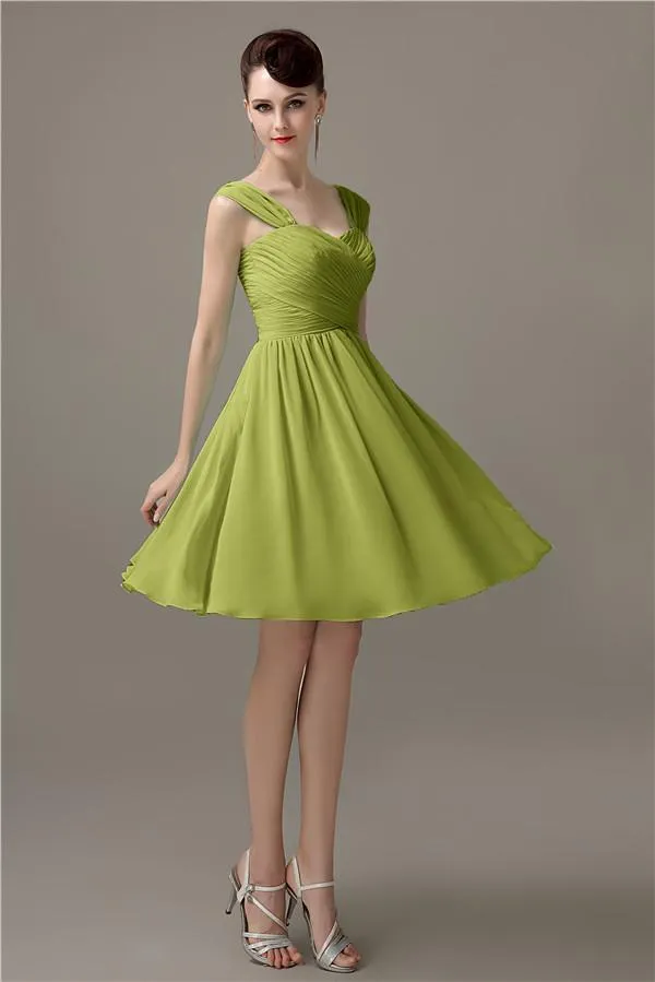 Simple A-line Knee-Length Chiffon Half-Back Bridesmaid Dresses