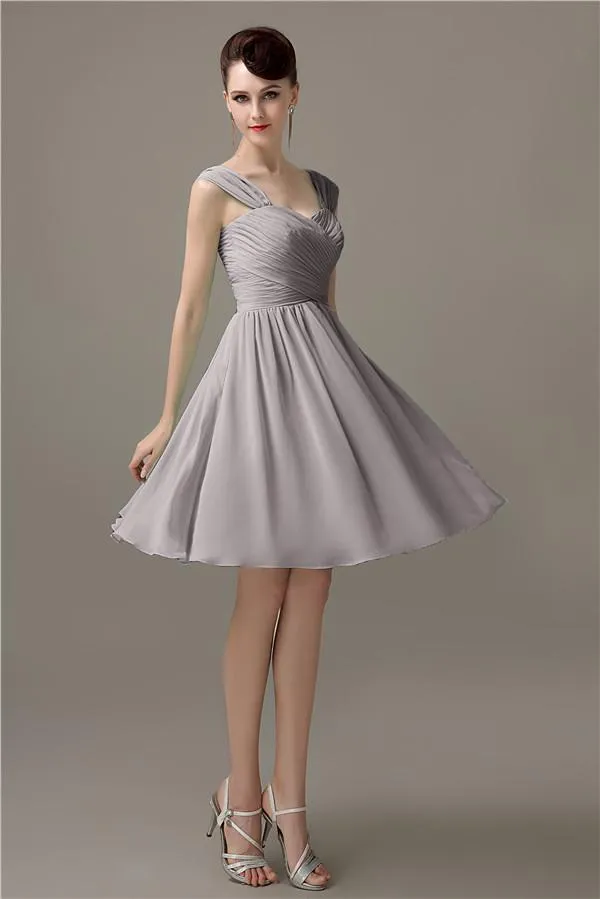 Simple A-line Knee-Length Chiffon Half-Back Bridesmaid Dresses