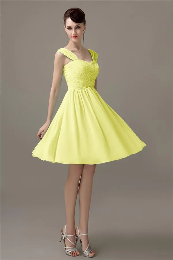 Simple A-line Knee-Length Chiffon Half-Back Bridesmaid Dresses