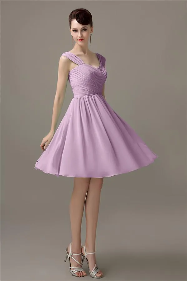 Simple A-line Knee-Length Chiffon Half-Back Bridesmaid Dresses