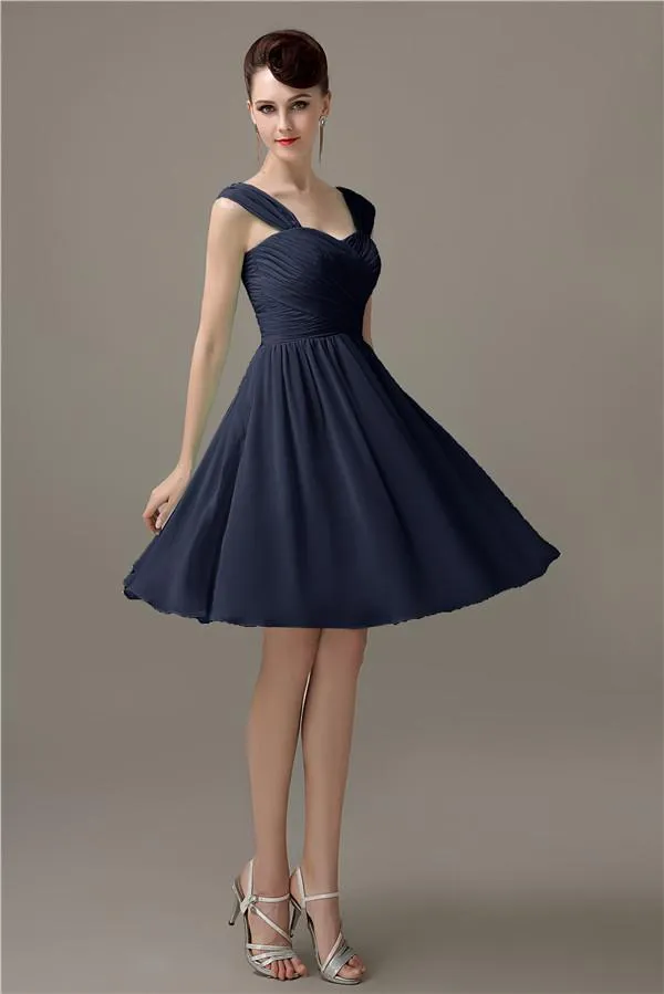 Simple A-line Knee-Length Chiffon Half-Back Bridesmaid Dresses