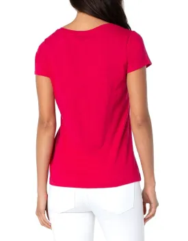 Slim Fit V Neck Slub Knit Tee - Lollipop