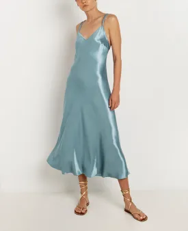 STRAPPY MIDI DRESS "SILKY" - SKY