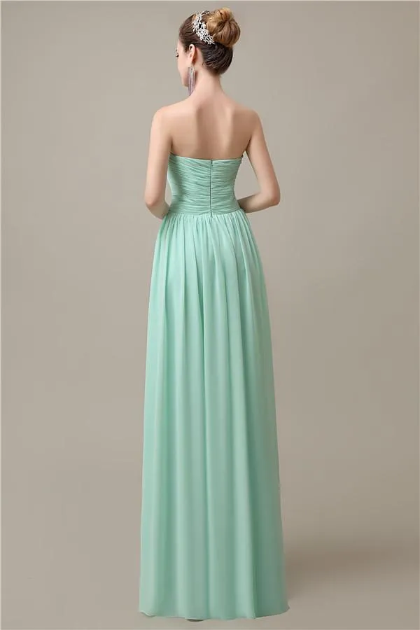 Sweetheart A-line Simple Chiffon Floor-Length Long Bridesmaid Dresses