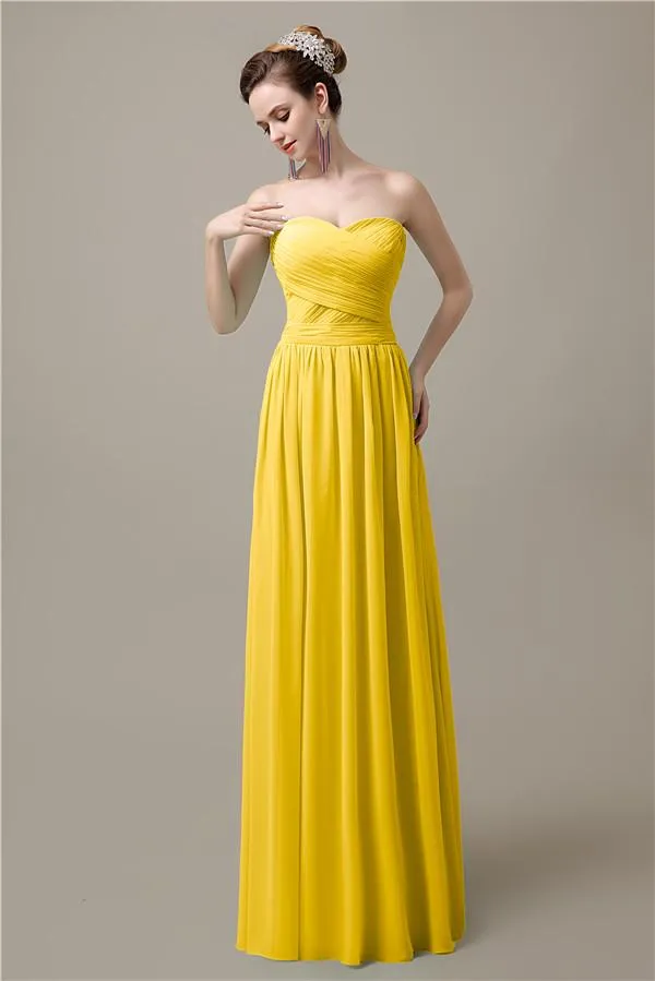 Sweetheart A-line Simple Chiffon Floor-Length Long Bridesmaid Dresses