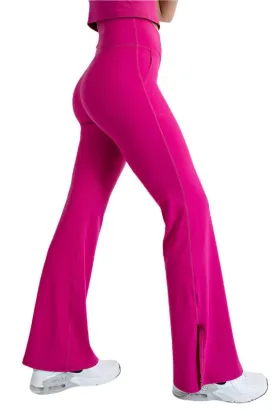 TEEK - Raspberry Plus Size V Waist Flared Pocketed Yoga Pants