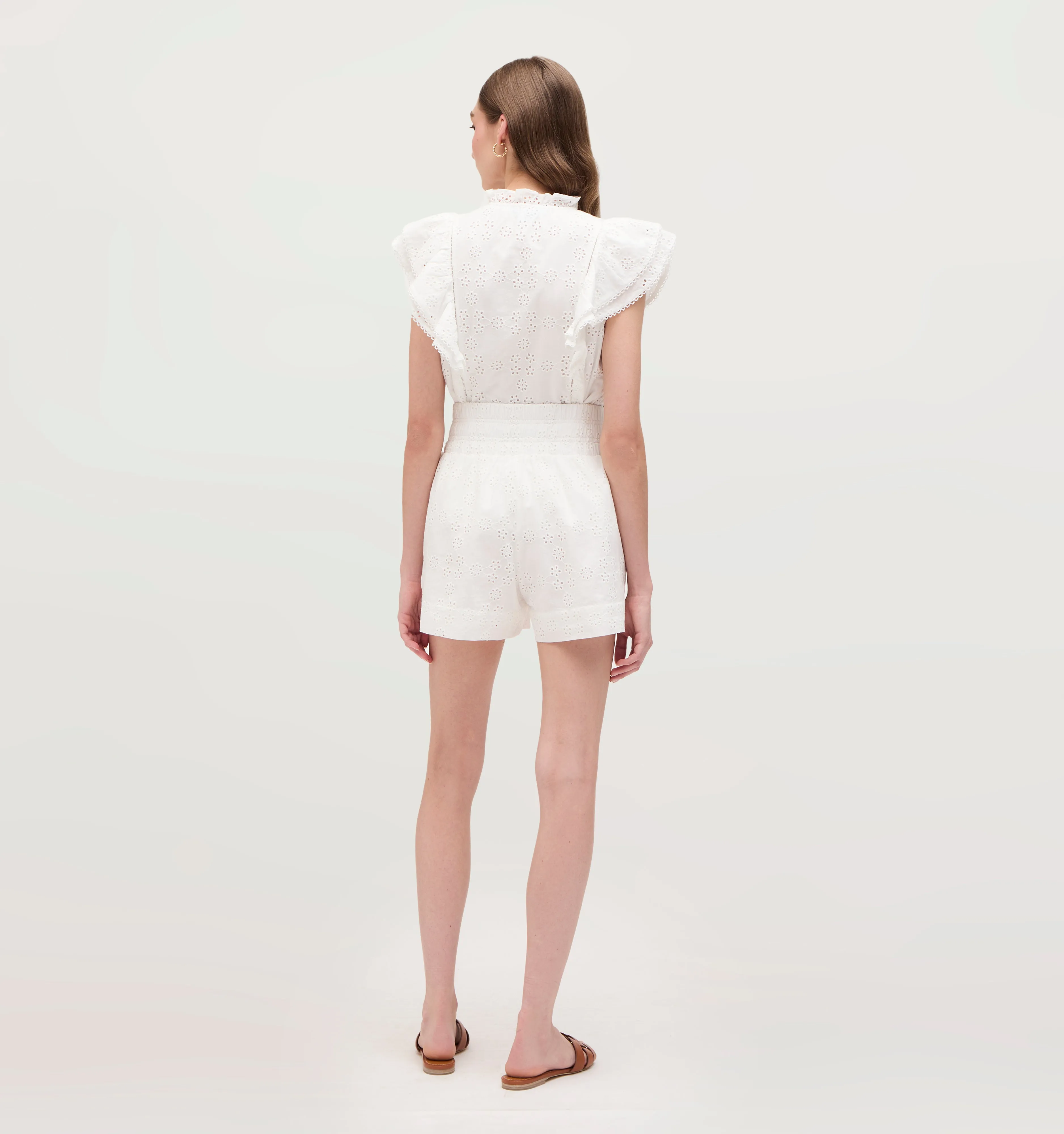 The Eyelet Livie Nap Shorts - White Eyelet