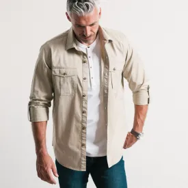 Work Utility Shirt – Desert Sand Cotton Twill