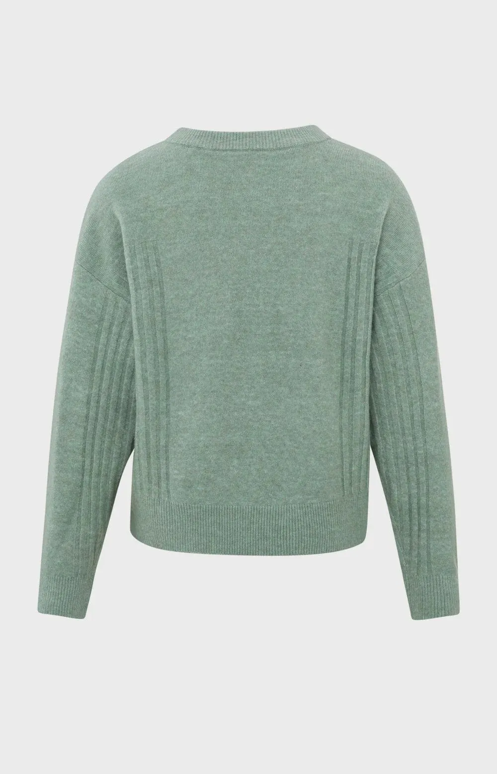 Yaya Jumper Ribbed Detail Jade Green