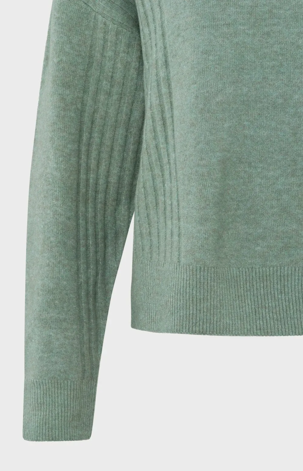 Yaya Jumper Ribbed Detail Jade Green