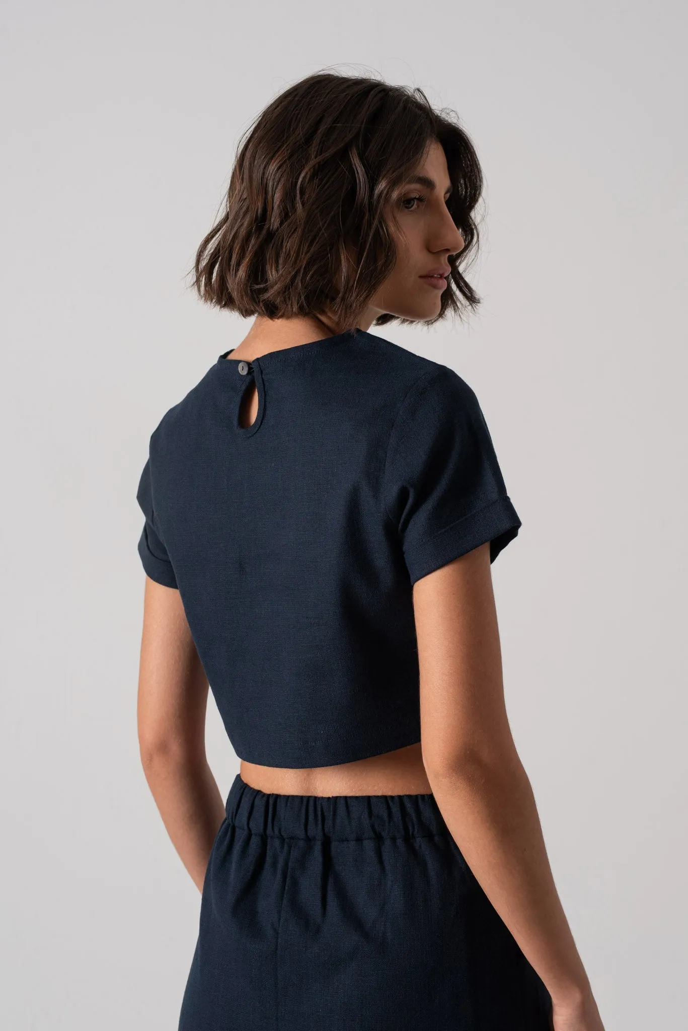 Zafiro Cropped Top in Navy