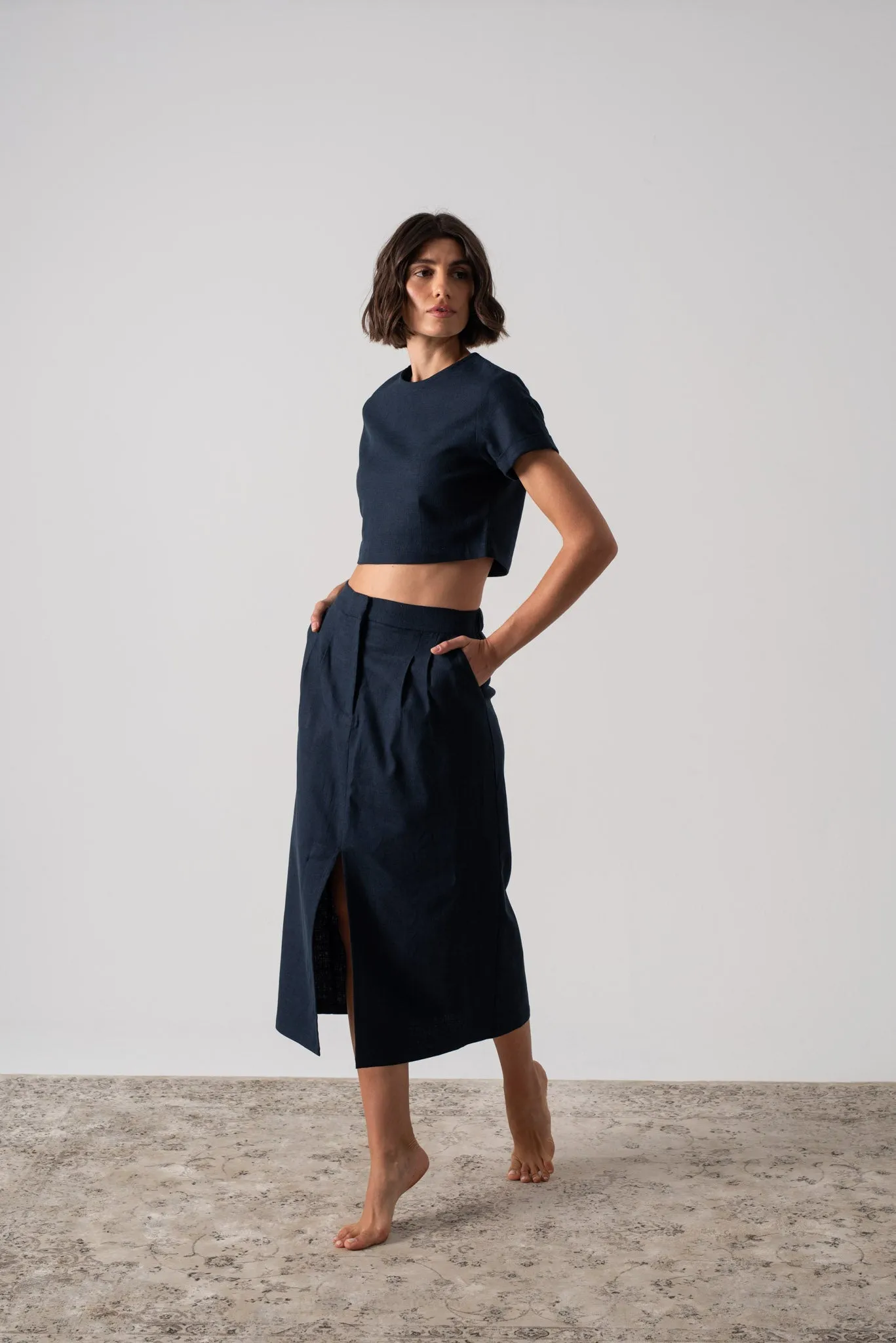 Zafiro Cropped Top in Navy